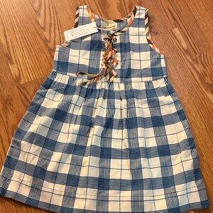 Misha And Puff Blue and White Plaid Sleeveless Dress with Tie